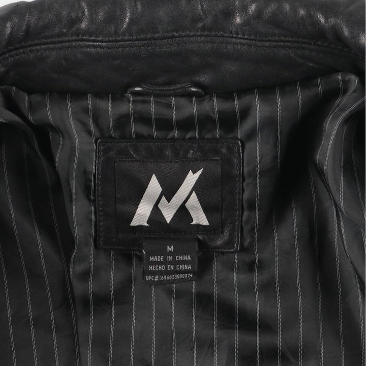 MONTEDORO Swing Top Type Padded Leather Blouson, Men's Size M (approx.) genuine leather black type Vintage Second Hand