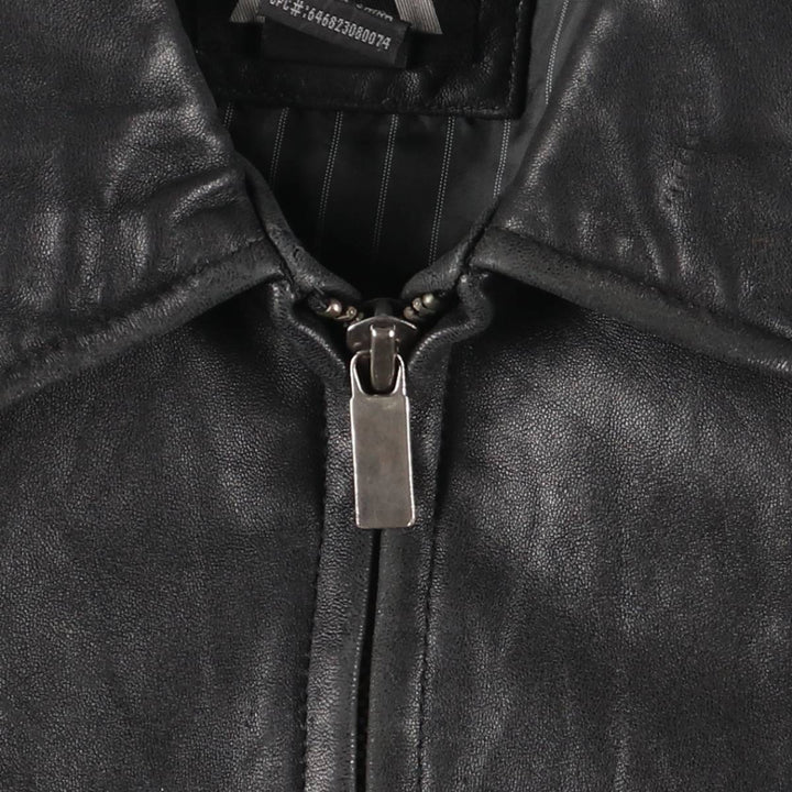 MONTEDORO Swing Top Type Padded Leather Blouson, Men's Size M (approx.) genuine leather black type Vintage Second Hand