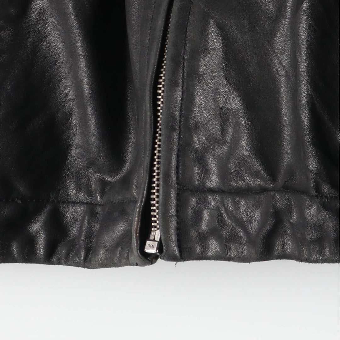 MONTEDORO Swing Top Type Padded Leather Blouson, Men's Size M (approx.) genuine leather black type Vintage Second Hand