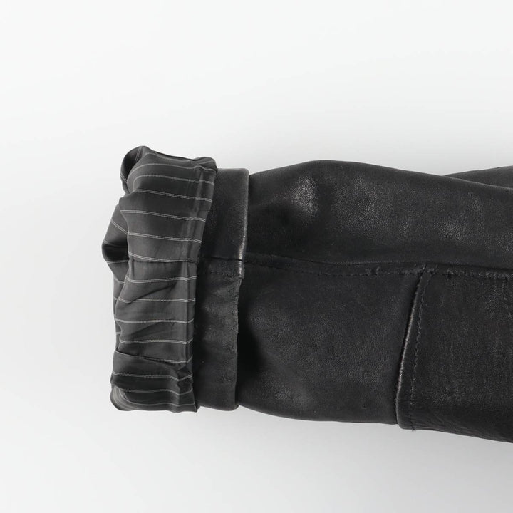 MONTEDORO Swing Top Type Padded Leather Blouson, Men's Size M (approx.) genuine leather black type Vintage Second Hand