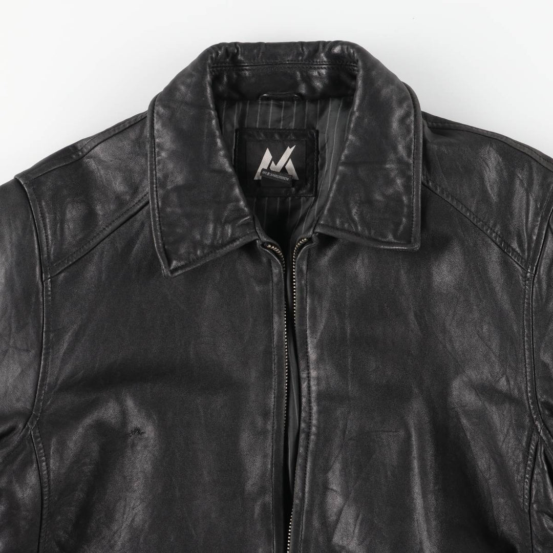 MONTEDORO Swing Top Type Padded Leather Blouson, Men's Size M (approx.) genuine leather black type Vintage Second Hand