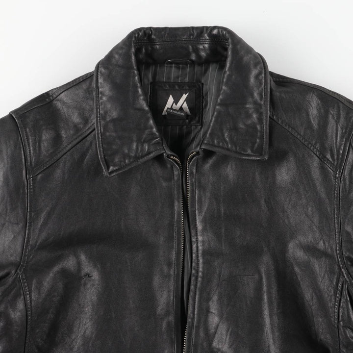 MONTEDORO Swing Top Type Padded Leather Blouson, Men's Size M (approx.) genuine leather black type Vintage Second Hand