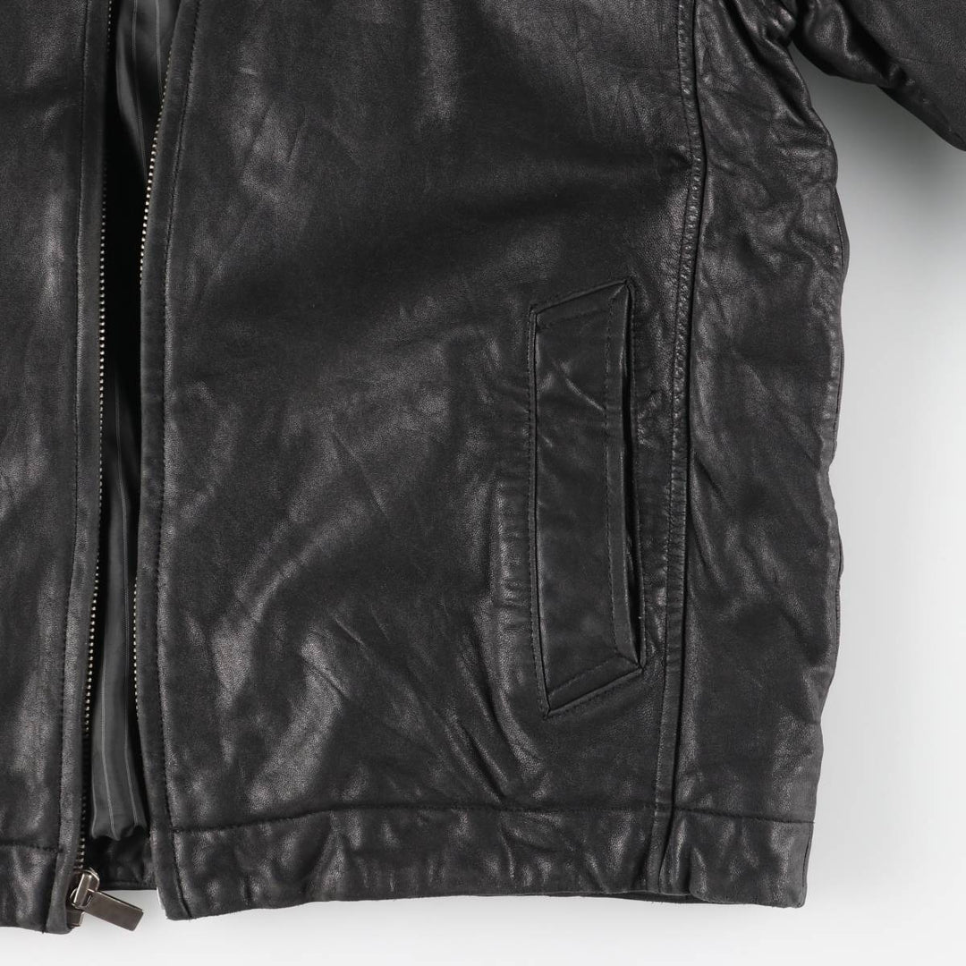 MONTEDORO Swing Top Type Padded Leather Blouson, Men's Size M (approx.) genuine leather black type Vintage Second Hand