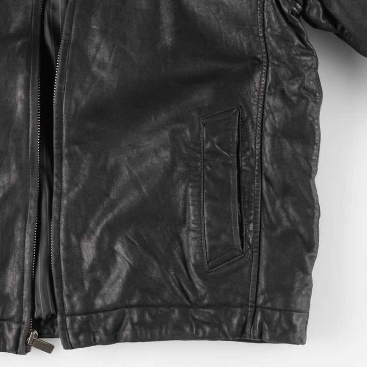 MONTEDORO Swing Top Type Padded Leather Blouson, Men's Size M (approx.) genuine leather black type Vintage Second Hand