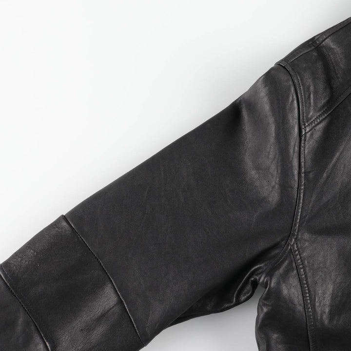 MONTEDORO Swing Top Type Padded Leather Blouson, Men's Size M (approx.) genuine leather black type Vintage Second Hand