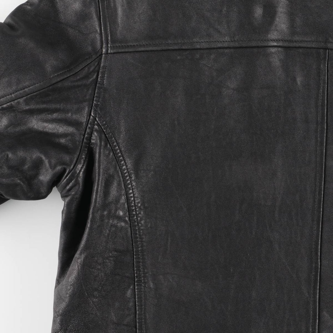 MONTEDORO Swing Top Type Padded Leather Blouson, Men's Size M (approx.) genuine leather black type Vintage Second Hand