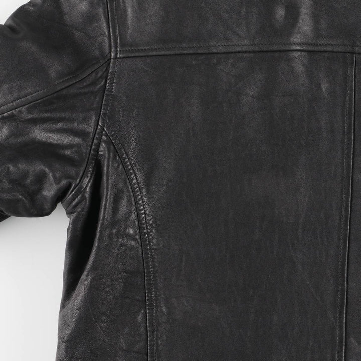 MONTEDORO Swing Top Type Padded Leather Blouson, Men's Size M (approx.) genuine leather black type Vintage Second Hand