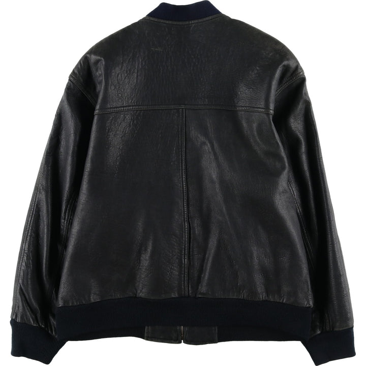 Leather blouson, men's size L genuine leather black type Vintage Second Hand