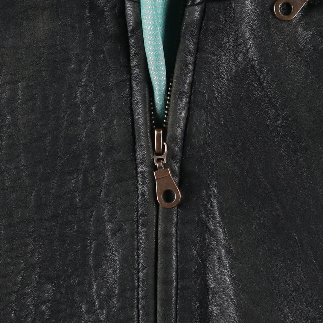 Leather blouson, men's size L genuine leather black type Vintage Second Hand