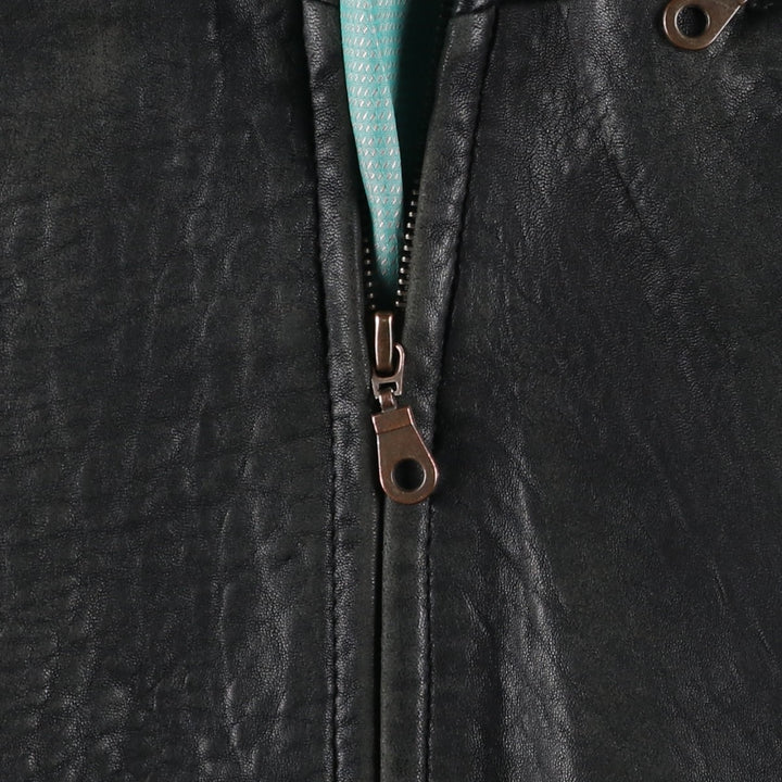 Leather blouson, men's size L genuine leather black type Vintage Second Hand