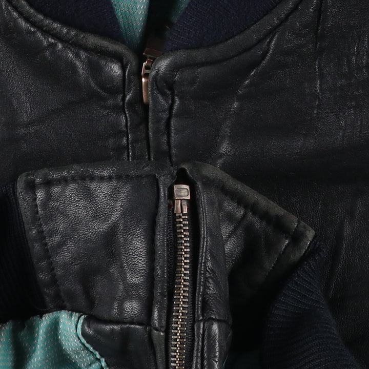 Leather blouson, men's size L genuine leather black type Vintage Second Hand