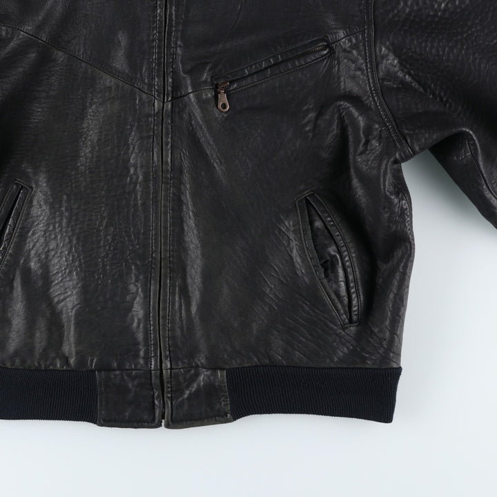 Leather blouson, men's size L genuine leather black type Vintage Second Hand