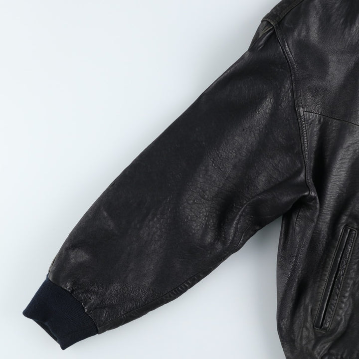 Leather blouson, men's size L genuine leather black type Vintage Second Hand