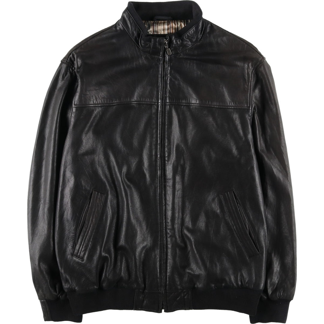LANCETTI Leather Blouson, Men's Size L (approx.) Genuine Leather Lamb Leather black type Vintage Second Hand