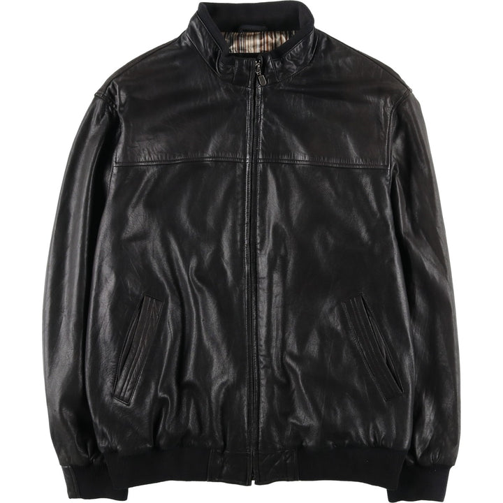 LANCETTI Leather Blouson, Men's Size L (approx.) Genuine Leather Lamb Leather black type Vintage Second Hand