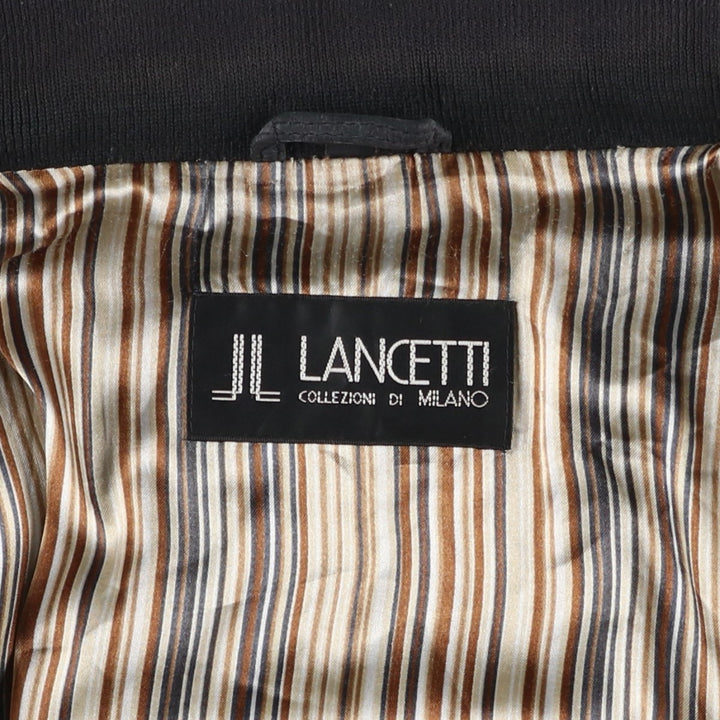 LANCETTI Leather Blouson, Men's Size L (approx.) Genuine Leather Lamb Leather black type Vintage Second Hand
