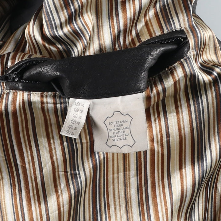 LANCETTI Leather Blouson, Men's Size L (approx.) Genuine Leather Lamb Leather black type Vintage Second Hand