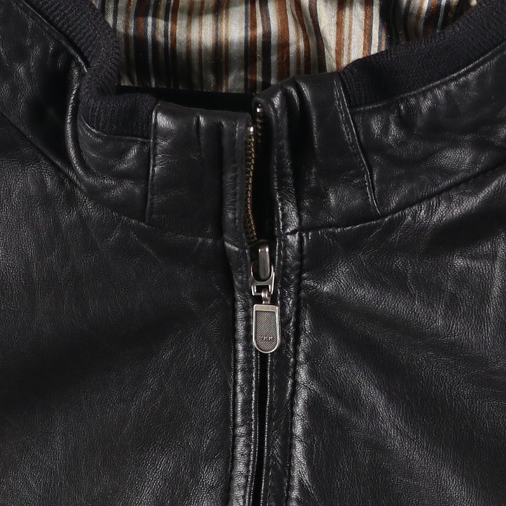 LANCETTI Leather Blouson, Men's Size L (approx.) Genuine Leather Lamb Leather black type Vintage Second Hand