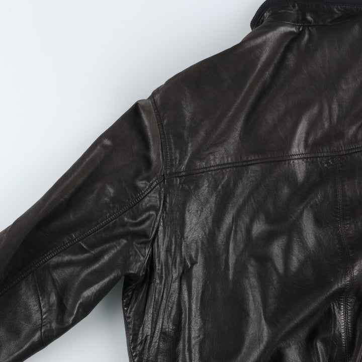 LANCETTI Leather Blouson, Men's Size L (approx.) Genuine Leather Lamb Leather black type Vintage Second Hand