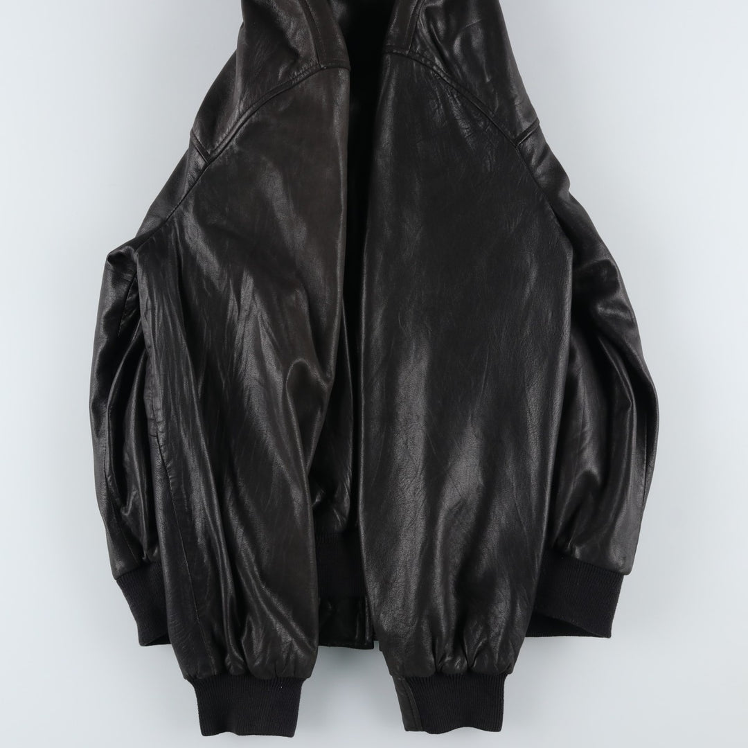 LANCETTI Leather Blouson, Men's Size L (approx.) Genuine Leather Lamb Leather black type Vintage Second Hand