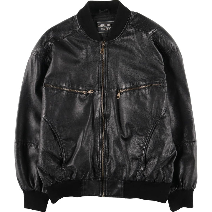 CLASSICAL CLOTHES COMPANY Leather Blouson, Men's Size S (approx.) genuine leather black type Vintage Second Hand