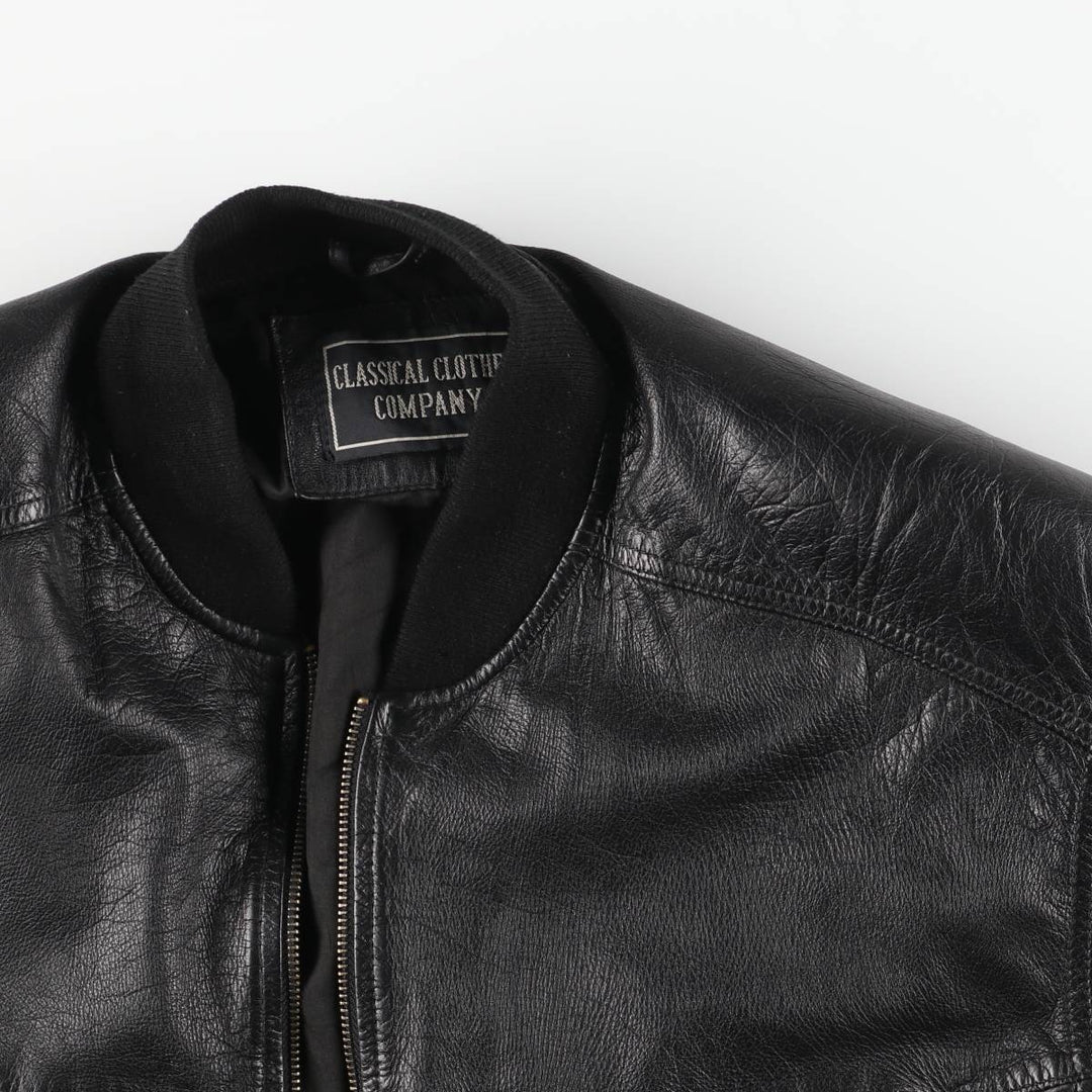 CLASSICAL CLOTHES COMPANY Leather Blouson, Men's Size S (approx.) genuine leather black type Vintage Second Hand