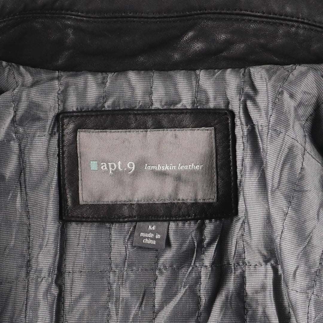 apt.9 Swing Top Type Padded Leather Blouson, Men's Size M (approx.) Genuine Leather Lambskin black type Vintage Second Hand