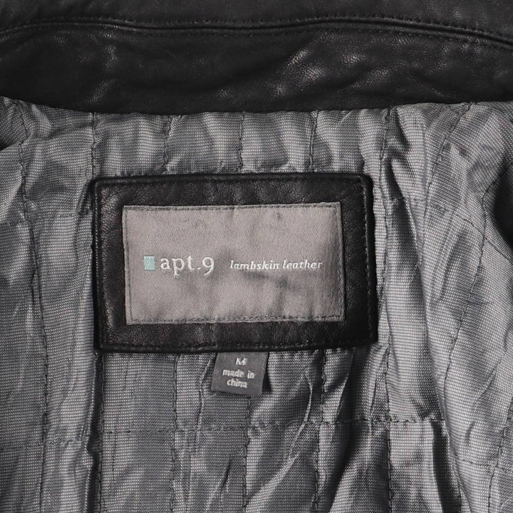 apt.9 Swing Top Type Padded Leather Blouson, Men's Size M (approx.) Genuine Leather Lambskin black type Vintage Second Hand