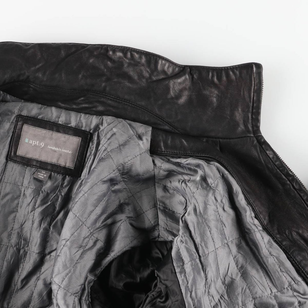 apt.9 Swing Top Type Padded Leather Blouson, Men's Size M (approx.) Genuine Leather Lambskin black type Vintage Second Hand
