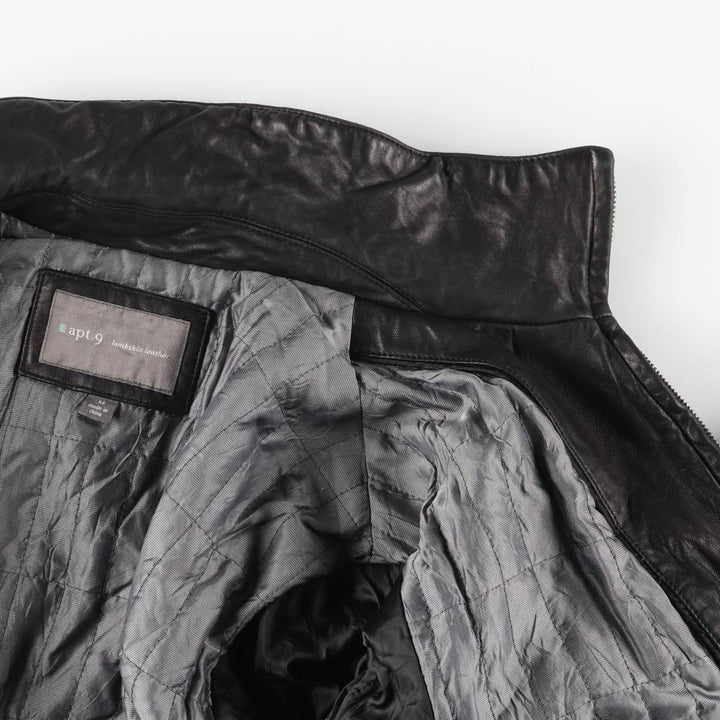 apt.9 Swing Top Type Padded Leather Blouson, Men's Size M (approx.) Genuine Leather Lambskin black type Vintage Second Hand