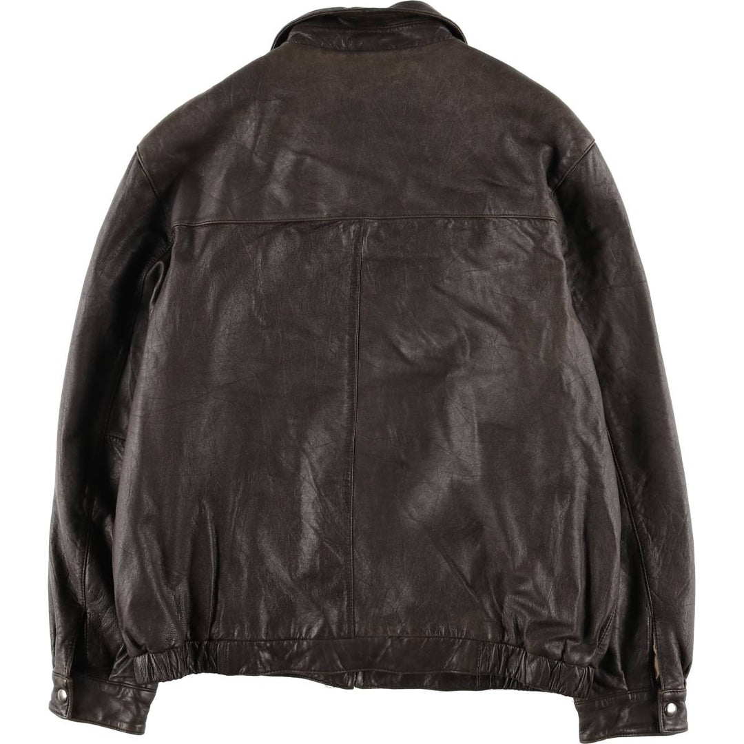 T.Harris Swing Top Style Padded Leather Blouson, Men's Size XL genuine leather brown type Vintage Second Hand