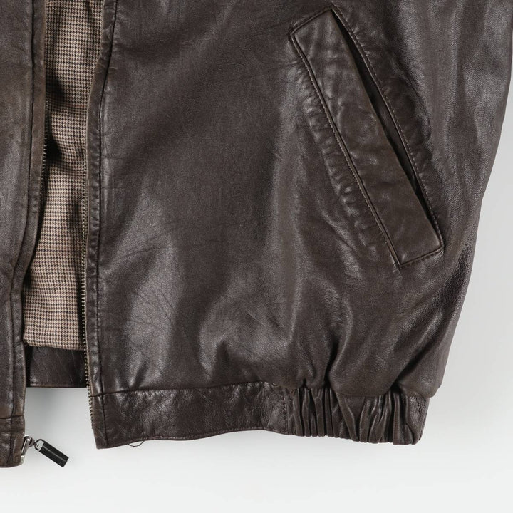 T.Harris Swing Top Style Padded Leather Blouson, Men's Size XL genuine leather brown type Vintage Second Hand