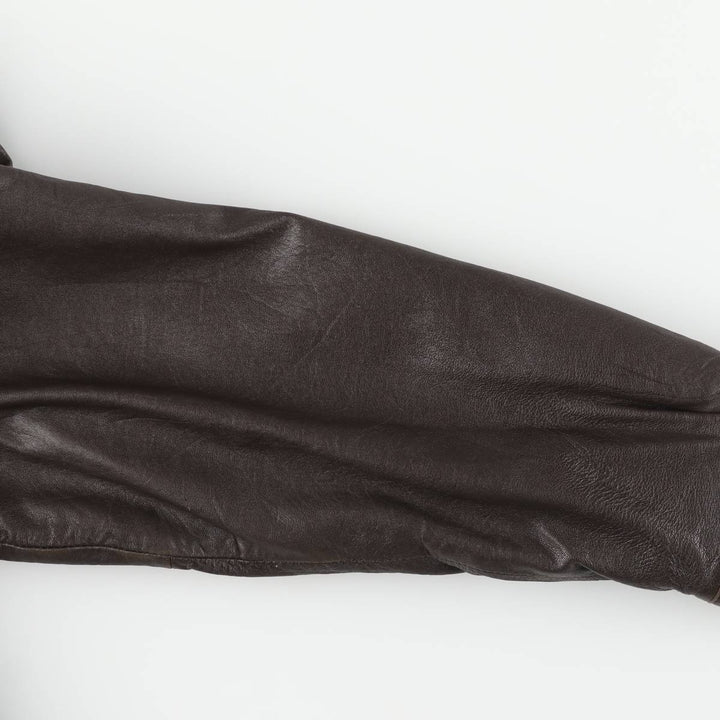 T.Harris Swing Top Style Padded Leather Blouson, Men's Size XL genuine leather brown type Vintage Second Hand