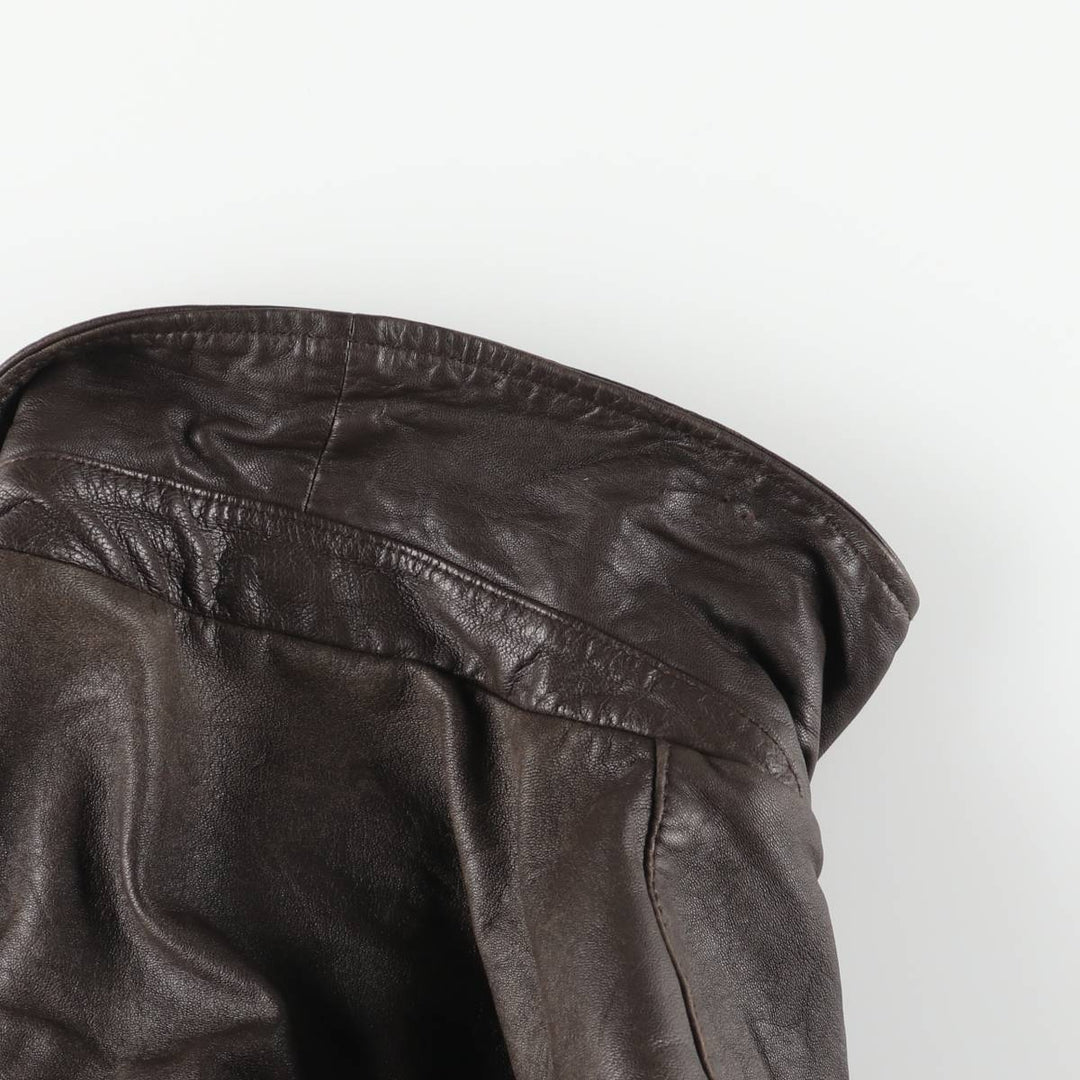 T.Harris Swing Top Style Padded Leather Blouson, Men's Size XL genuine leather brown type Vintage Second Hand