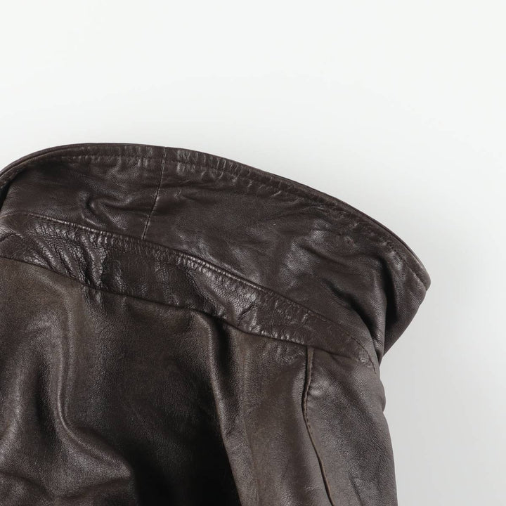 T.Harris Swing Top Style Padded Leather Blouson, Men's Size XL genuine leather brown type Vintage Second Hand