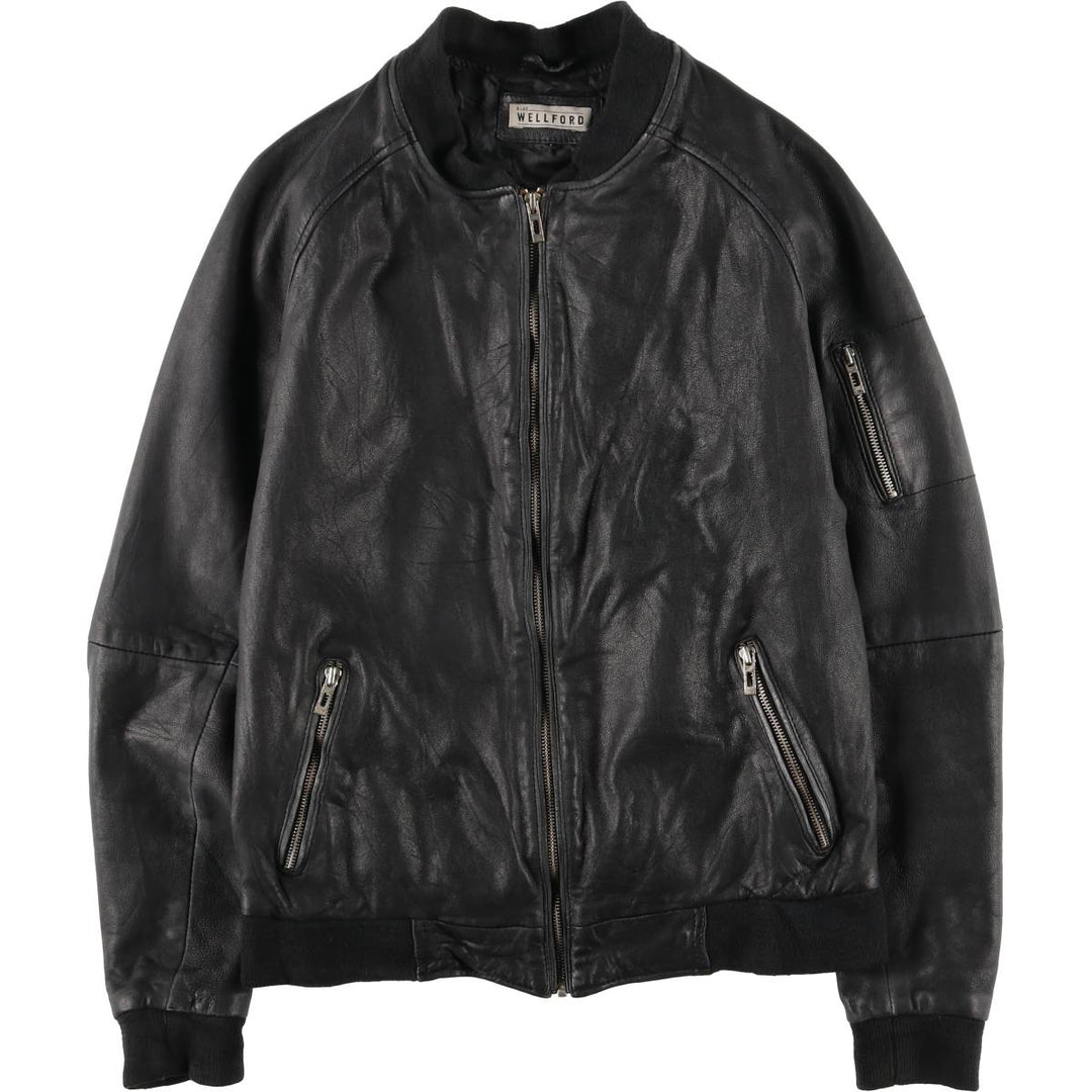 WELLFORD Leather Blouson, Men's Size L (approx.) Genuine Leather Sheepskin black type Vintage Second Hand