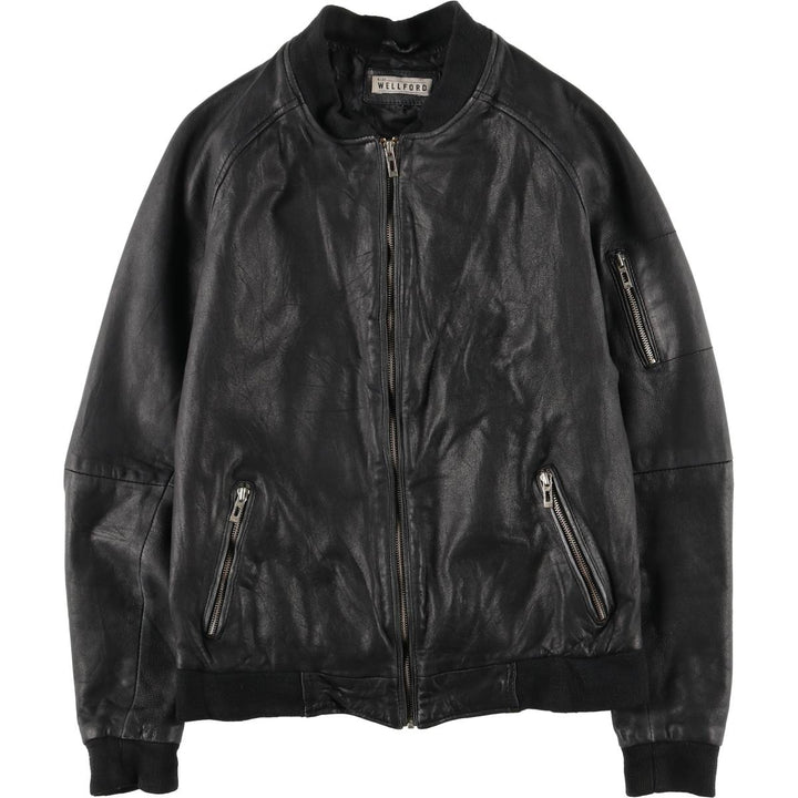 WELLFORD Leather Blouson, Men's Size L (approx.) Genuine Leather Sheepskin black type Vintage Second Hand