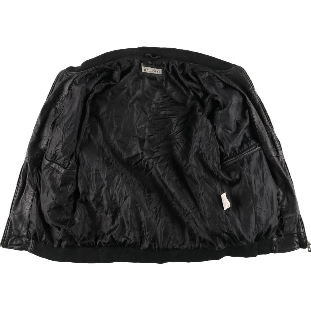 WELLFORD Leather Blouson, Men's Size L (approx.) Genuine Leather Sheepskin black type Vintage Second Hand