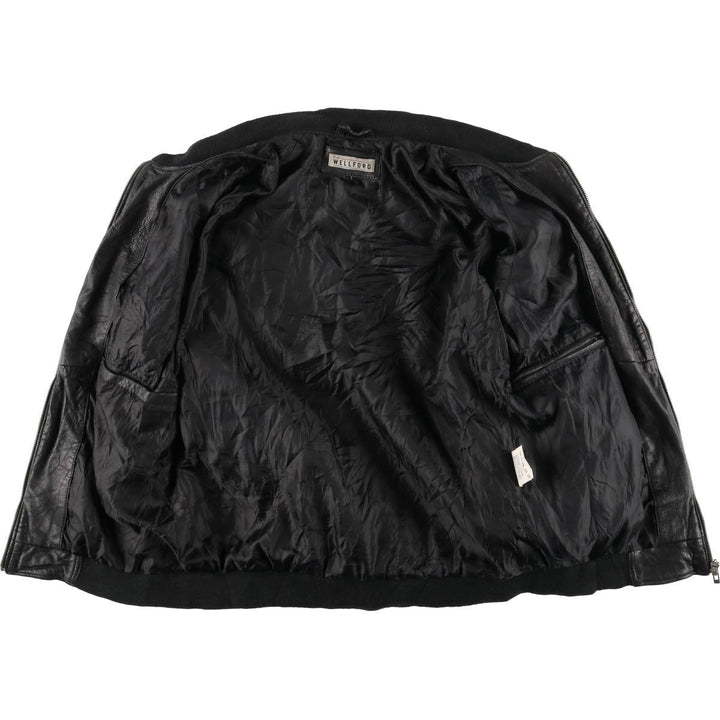 WELLFORD Leather Blouson, Men's Size L (approx.) Genuine Leather Sheepskin black type Vintage Second Hand