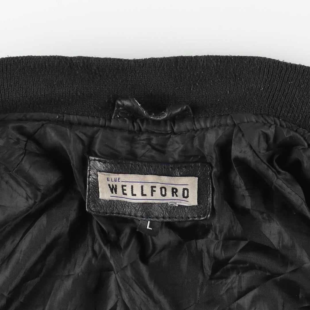 WELLFORD Leather Blouson, Men's Size L (approx.) Genuine Leather Sheepskin black type Vintage Second Hand