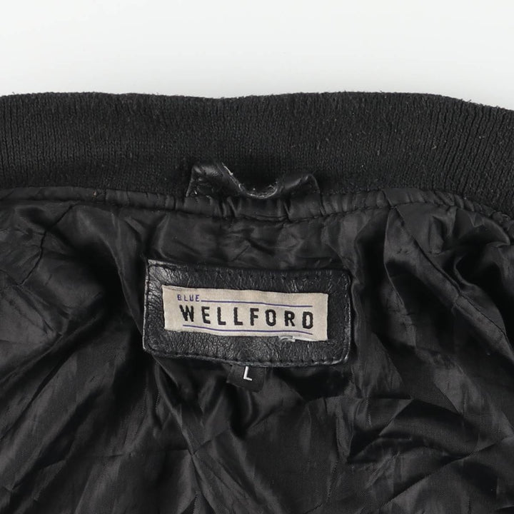 WELLFORD Leather Blouson, Men's Size L (approx.) Genuine Leather Sheepskin black type Vintage Second Hand