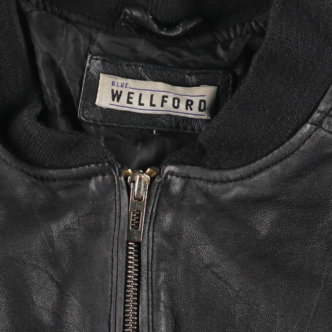 WELLFORD Leather Blouson, Men's Size L (approx.) Genuine Leather Sheepskin black type Vintage Second Hand