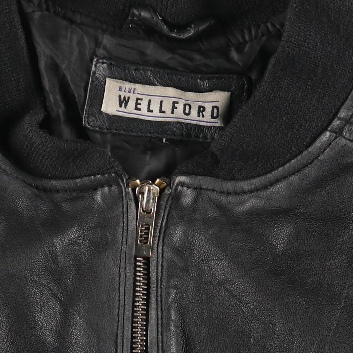 WELLFORD Leather Blouson, Men's Size L (approx.) Genuine Leather Sheepskin black type Vintage Second Hand