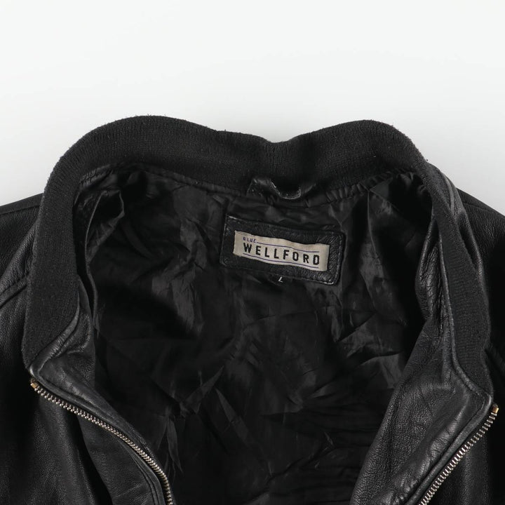 WELLFORD Leather Blouson, Men's Size L (approx.) Genuine Leather Sheepskin black type Vintage Second Hand