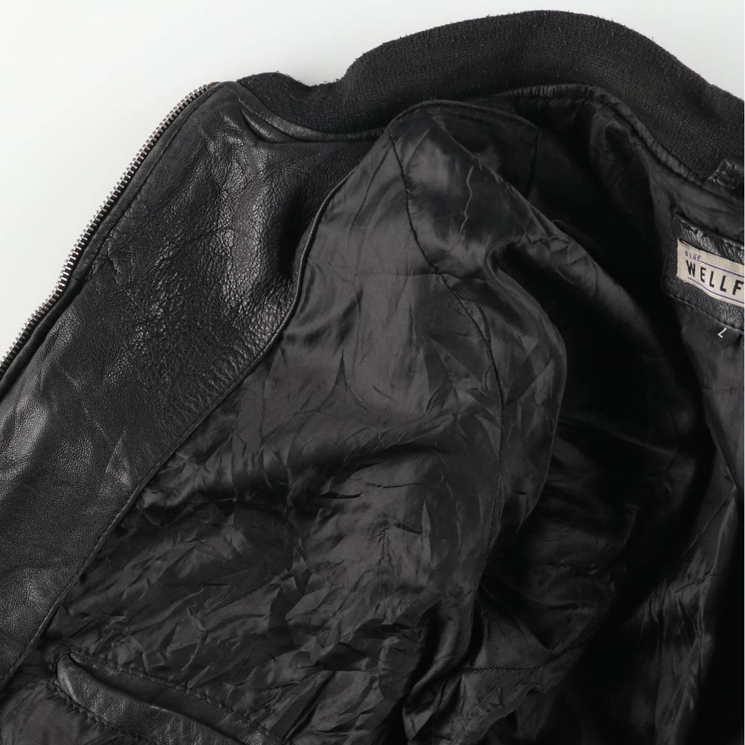 WELLFORD Leather Blouson, Men's Size L (approx.) Genuine Leather Sheepskin black type Vintage Second Hand