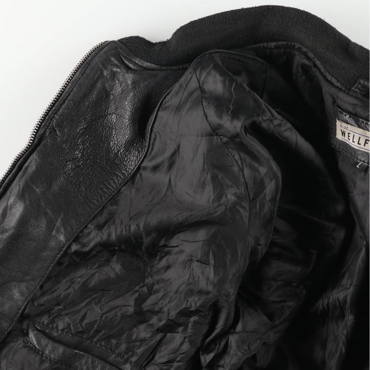 WELLFORD Leather Blouson, Men's Size L (approx.) Genuine Leather Sheepskin black type Vintage Second Hand