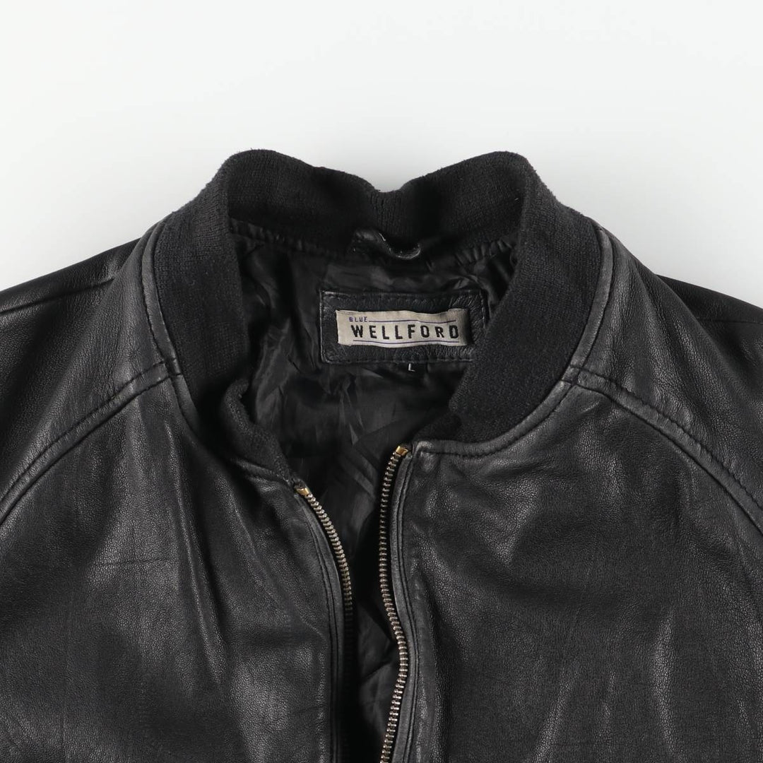 WELLFORD Leather Blouson, Men's Size L (approx.) Genuine Leather Sheepskin black type Vintage Second Hand