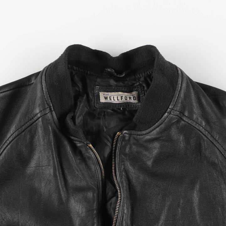 WELLFORD Leather Blouson, Men's Size L (approx.) Genuine Leather Sheepskin black type Vintage Second Hand