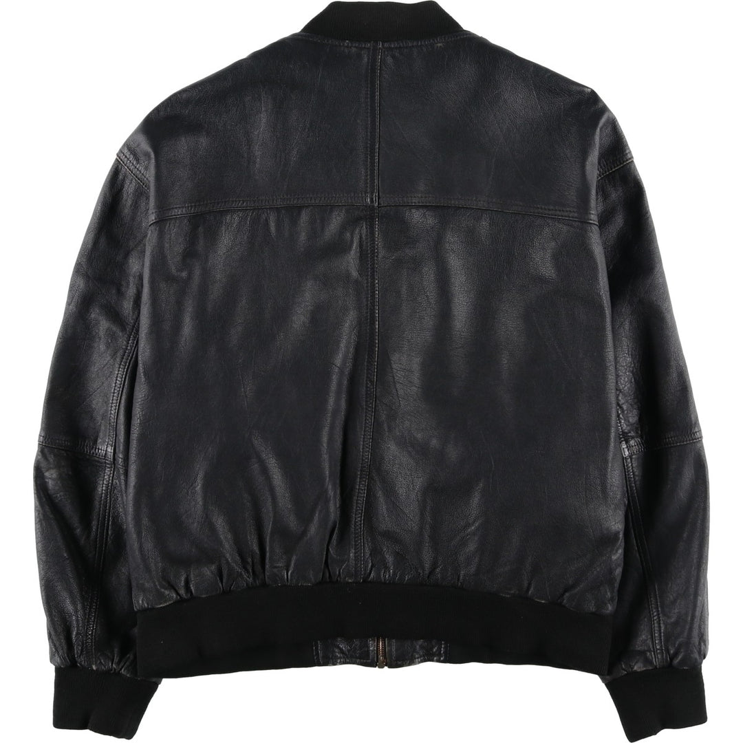Leather blouson, men's size L Genuine Leather Lamb Leather black type Vintage Second Hand