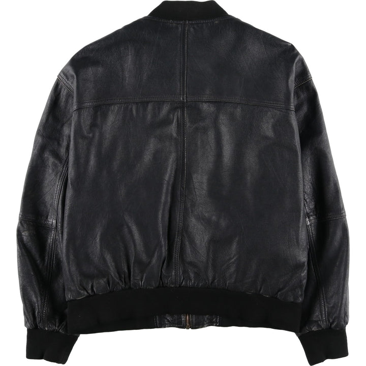 Leather blouson, men's size L Genuine Leather Lamb Leather black type Vintage Second Hand